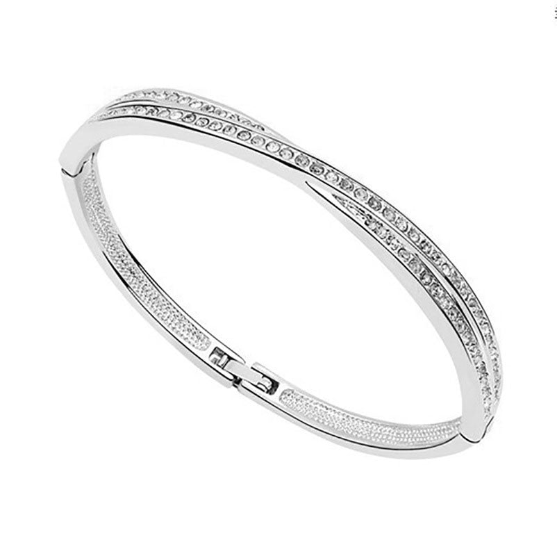 18k White Gold Crossover Bangle Silver