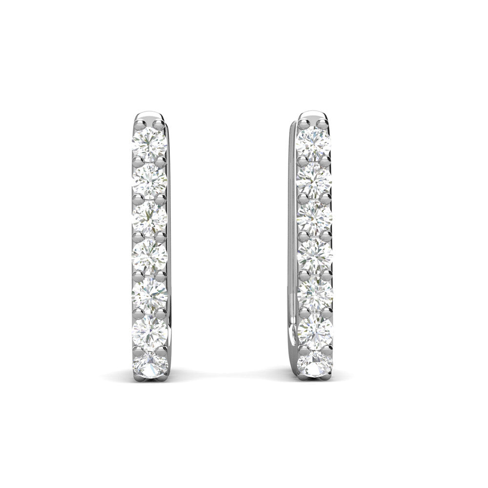 925 Silver White Gold Small Square Hoop Moissanite Diamond Earrings