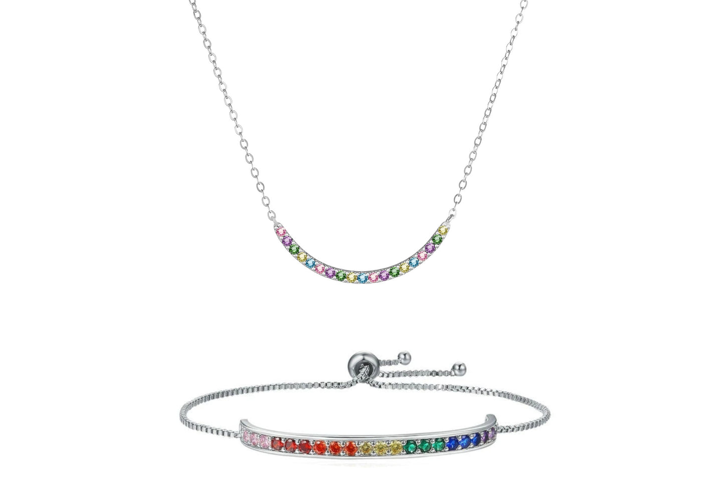 Rainbow Bracelet & Necklace Set