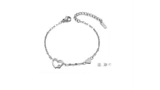 Solitaire Heart Bracelet & Earring Set