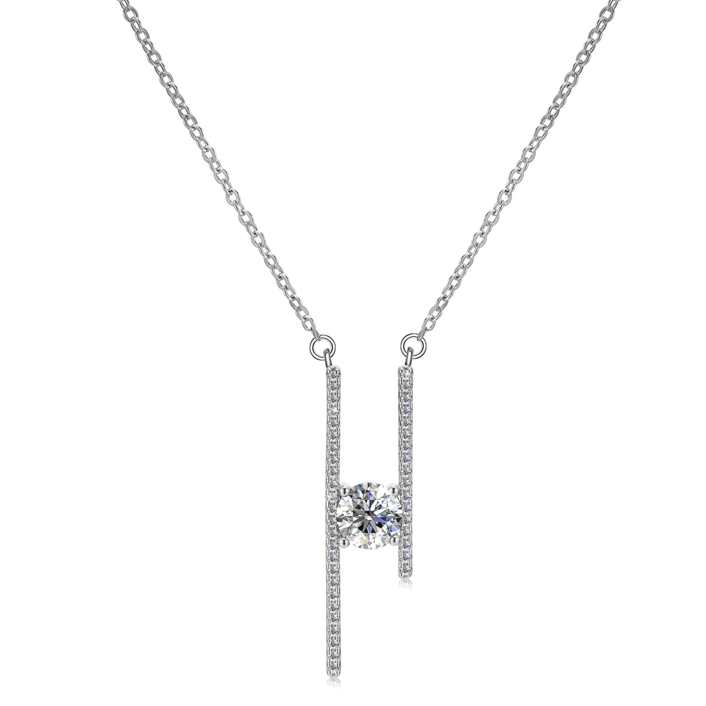 Silver Auteur Moissanite Diamond H Pendant