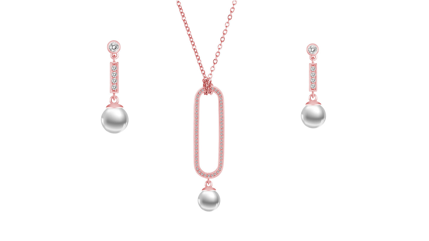 Shell Pearl Necklace & Earring Set