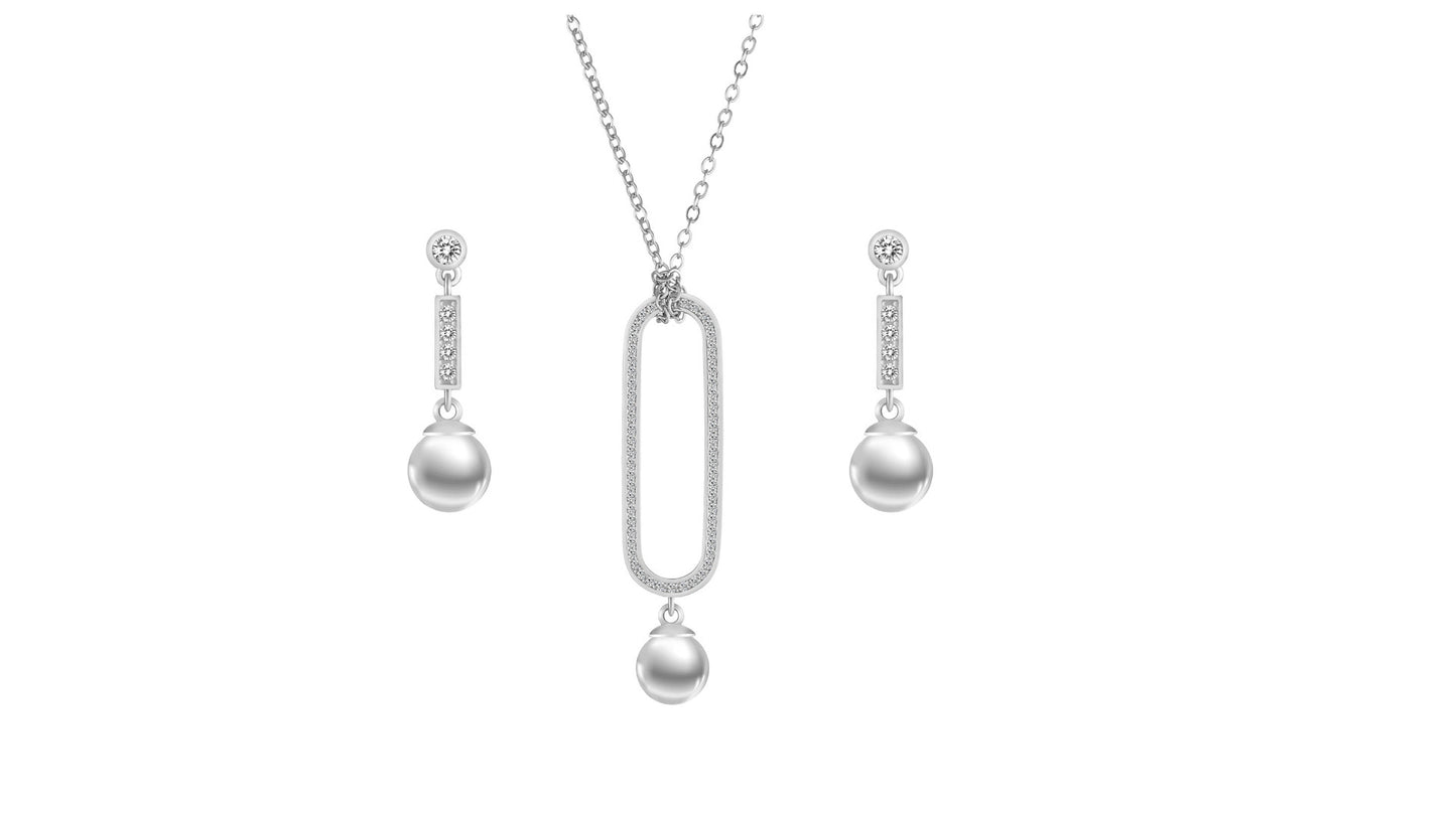 Shell Pearl Necklace & Earring Set